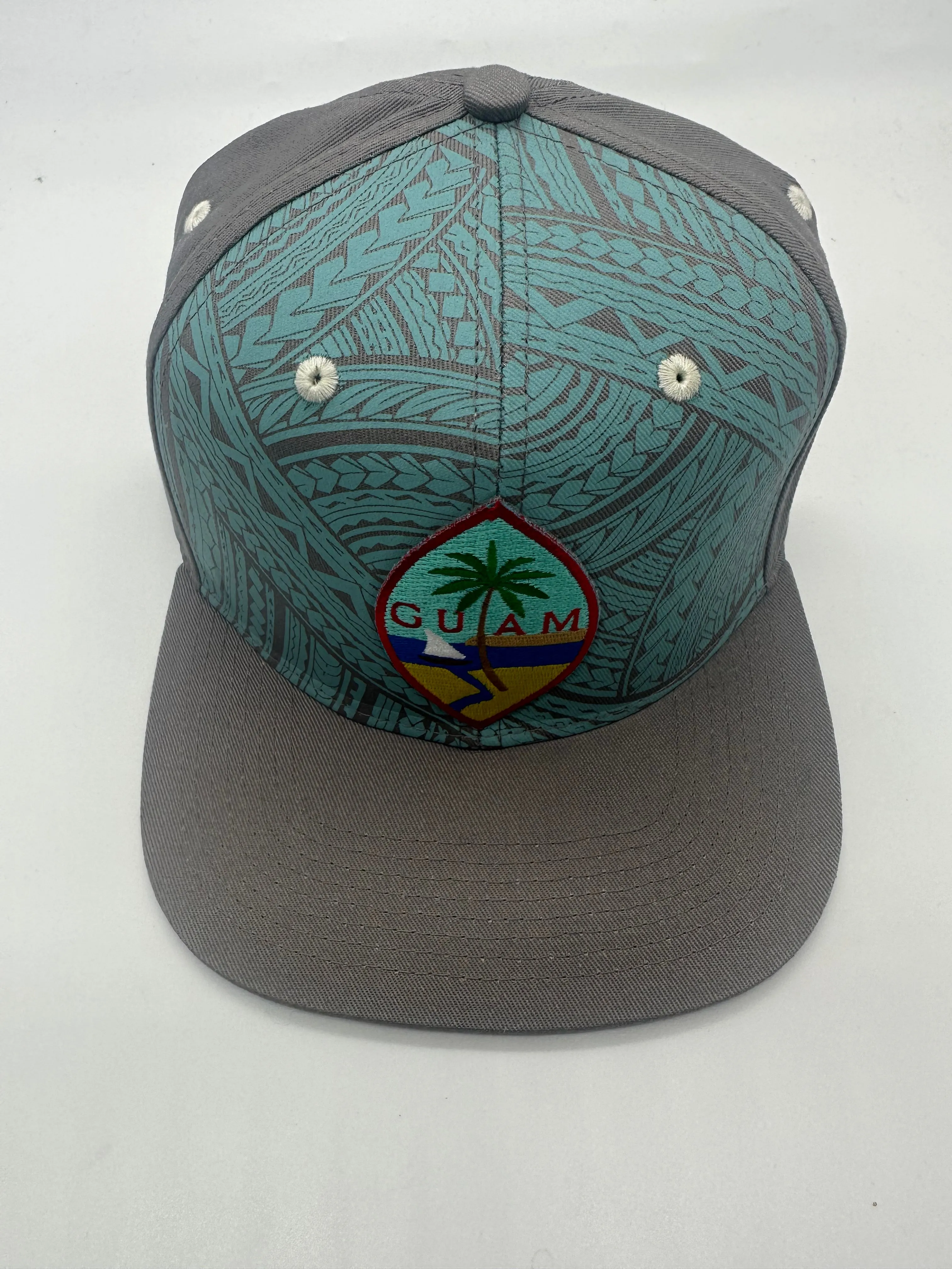 Guam Teal Tribal Seal SnapBack Hat Brim