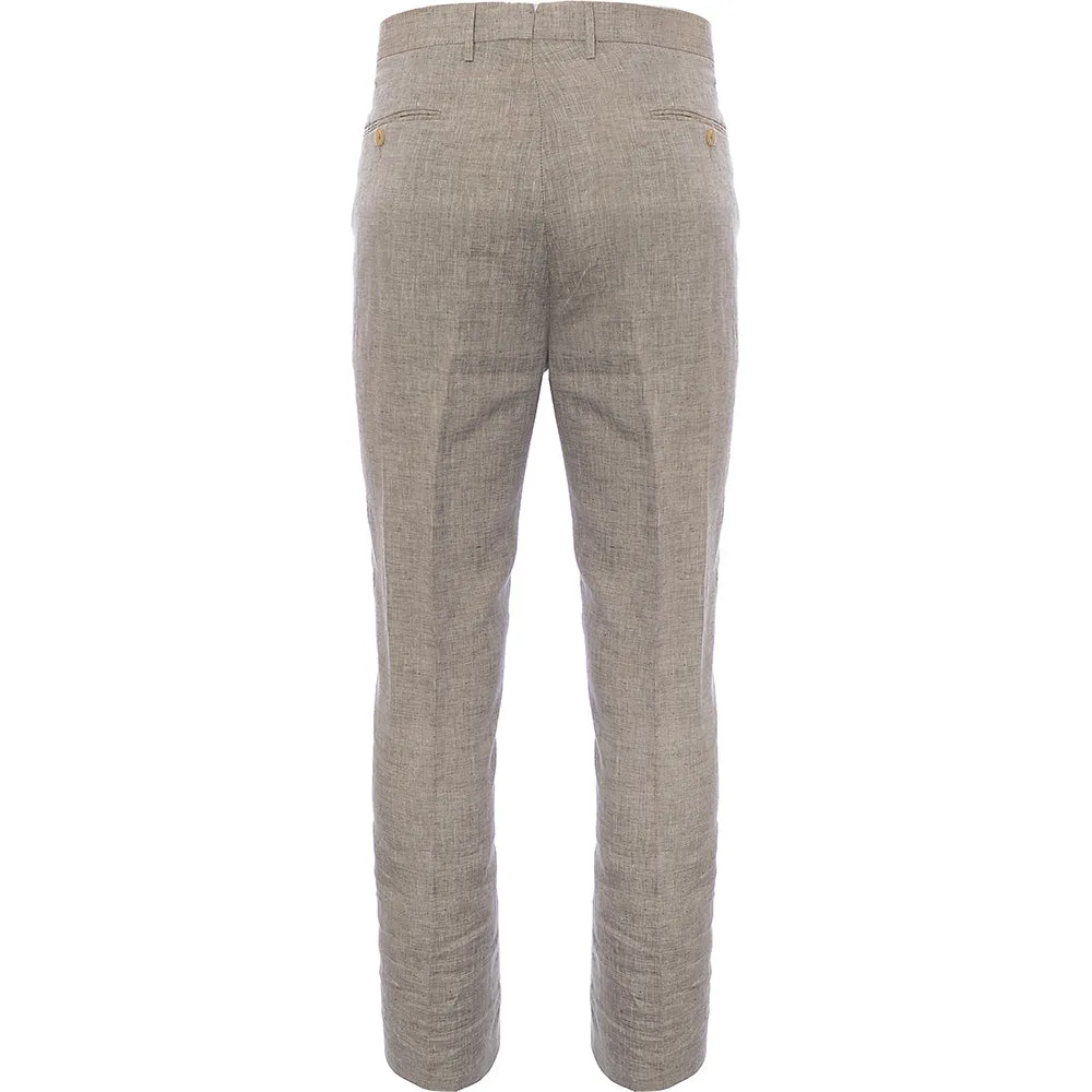 Hackett London Mens Plain Linen Trousers in Beige