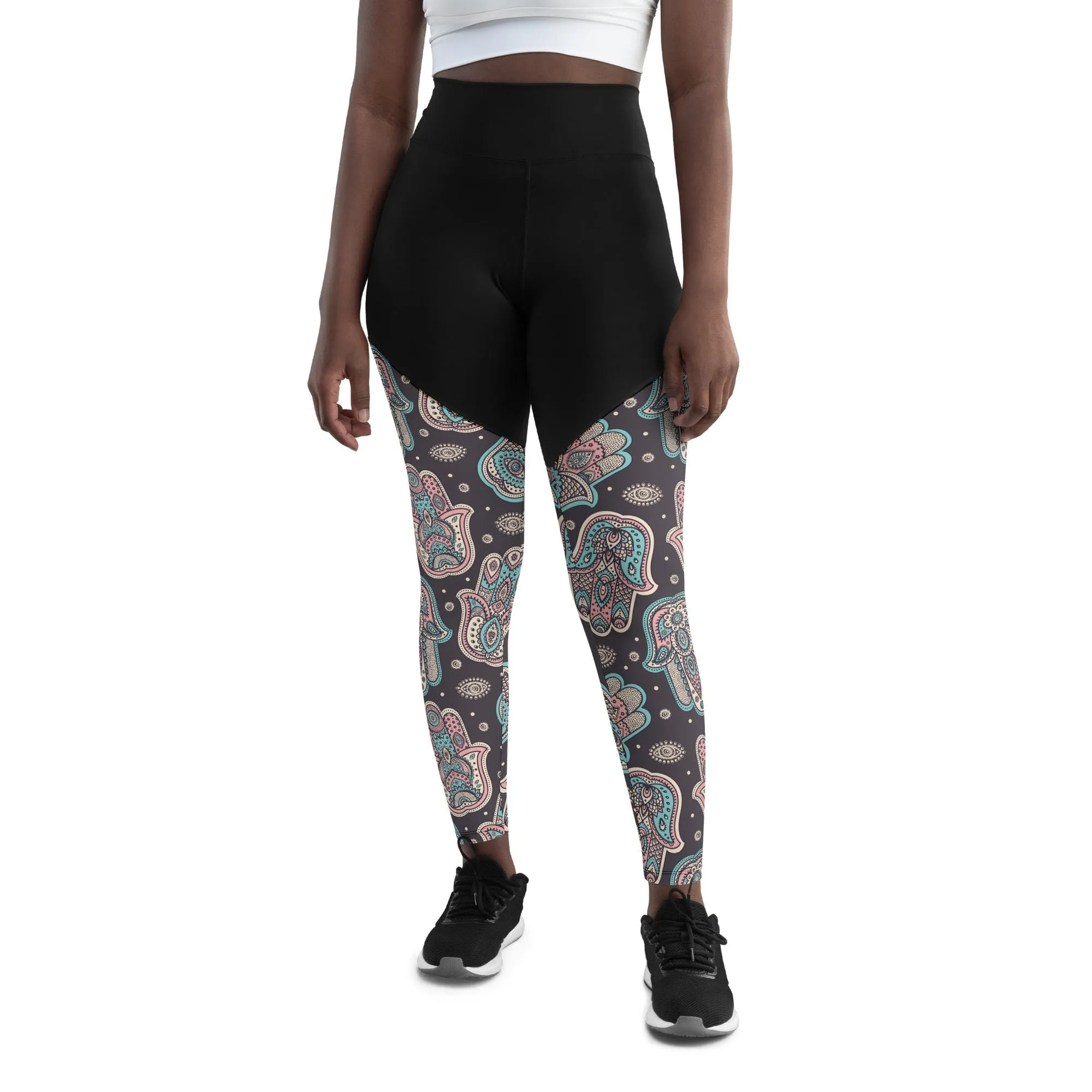 Hand Drawn Hamsa Compression Leggings