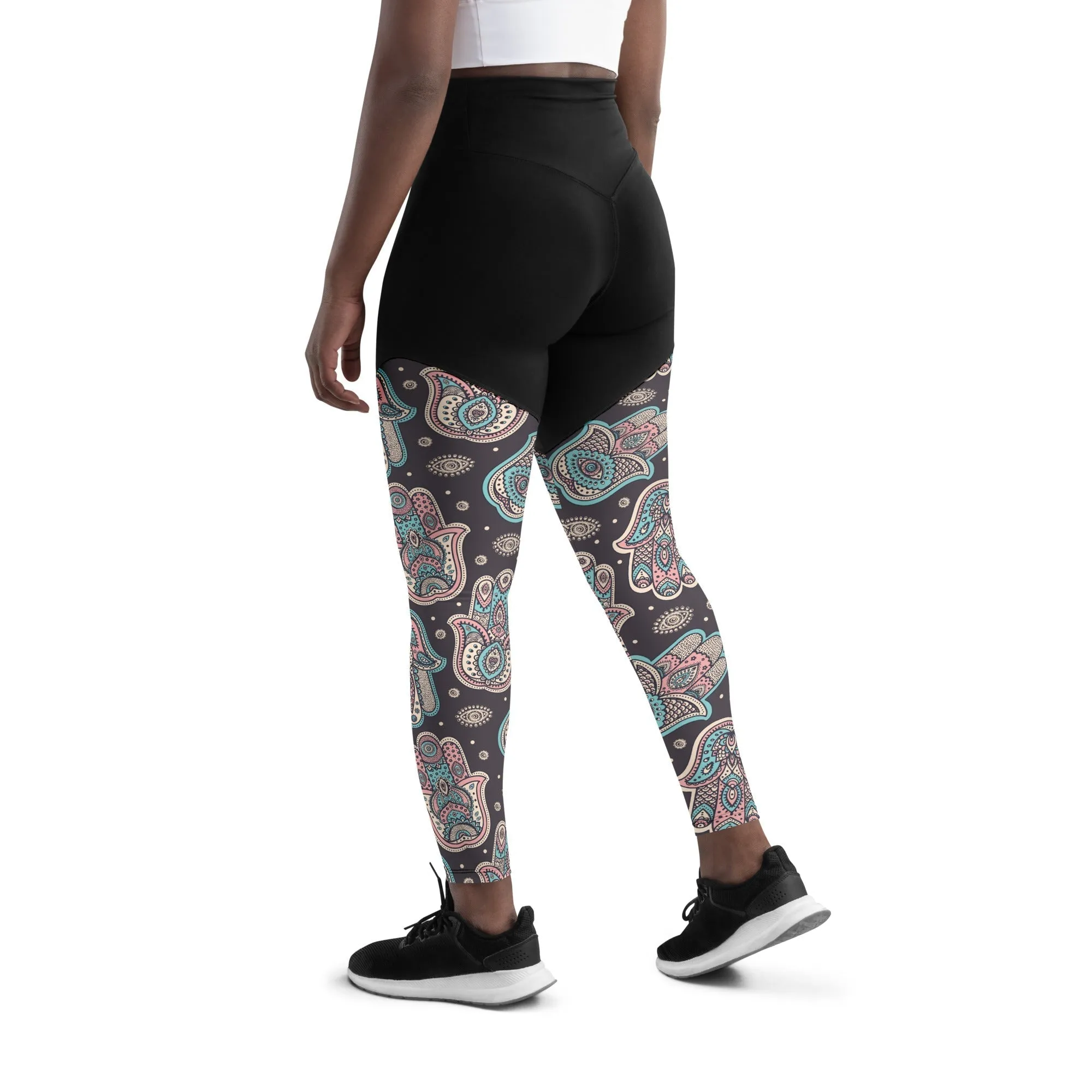 Hand Drawn Hamsa Compression Leggings