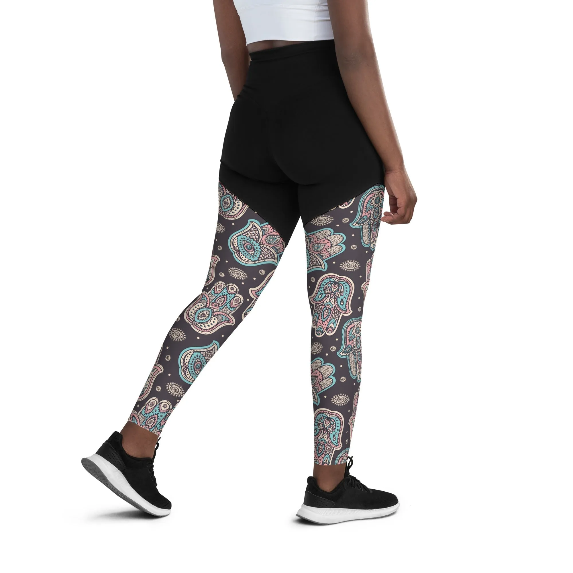 Hand Drawn Hamsa Compression Leggings