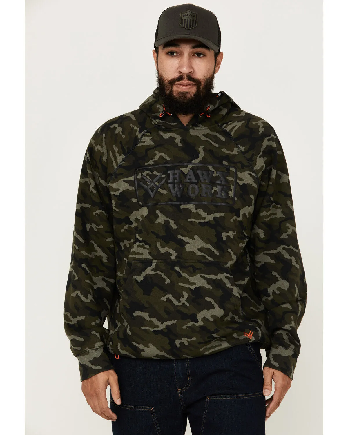 Hawx Men's Camo Print Fleece Work Hooded Sweatshirt