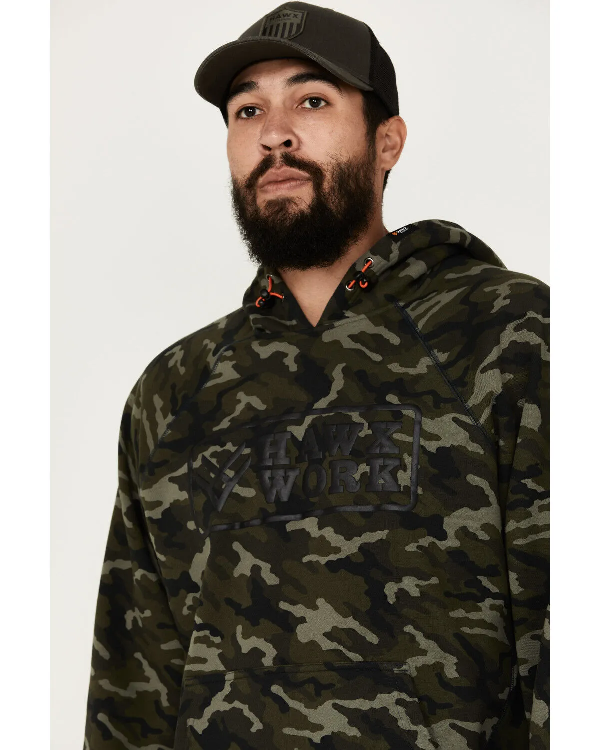 Hawx Men's Camo Print Fleece Work Hooded Sweatshirt