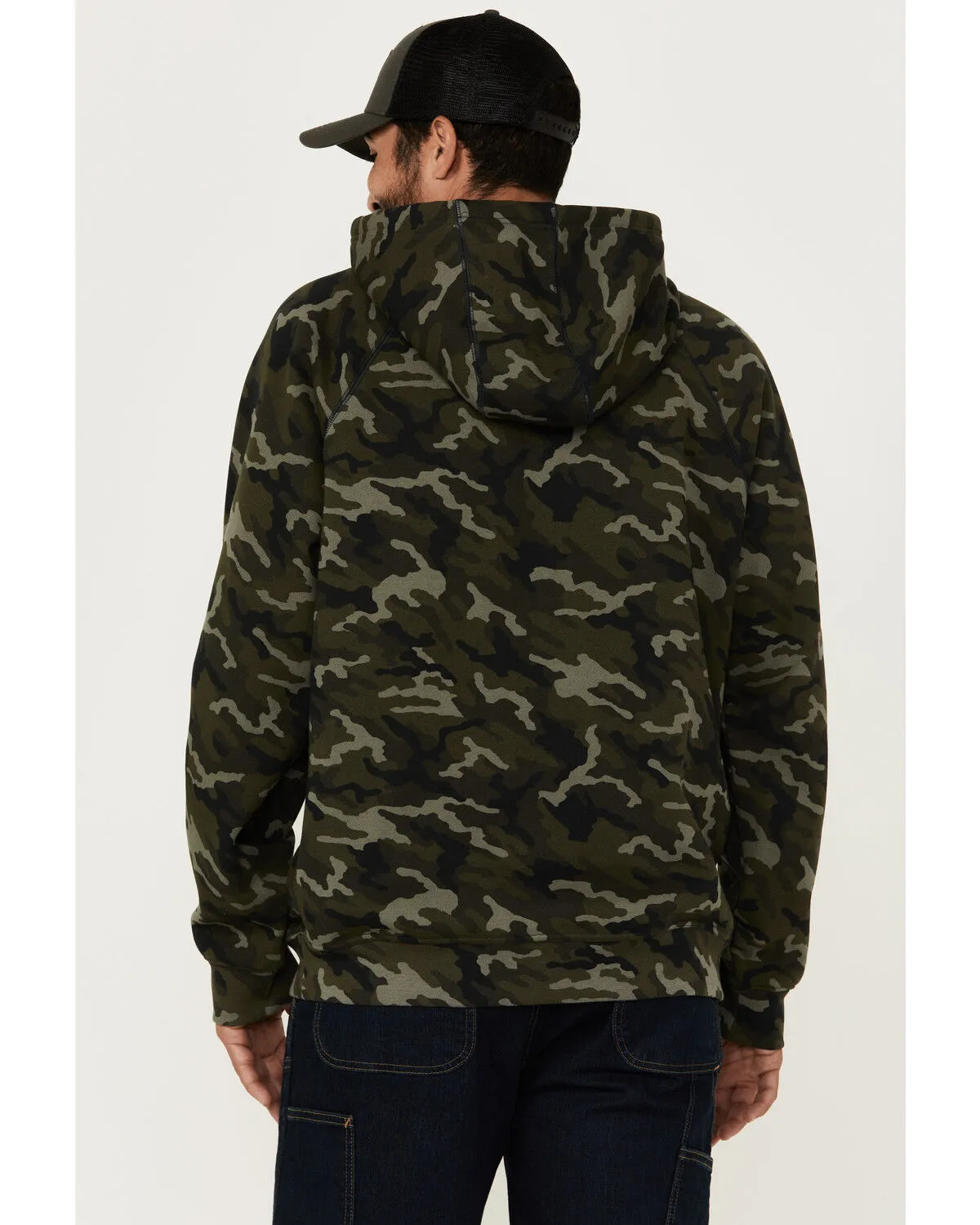 Hawx Men's Camo Print Fleece Work Hooded Sweatshirt