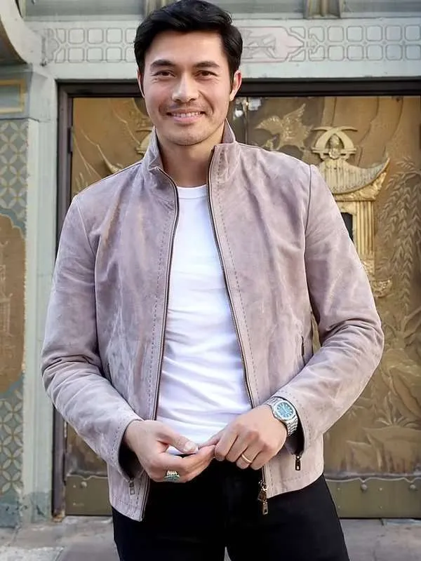 Henry Golding Snake Eyes Movie Premiere Event Pink Leather Jacket