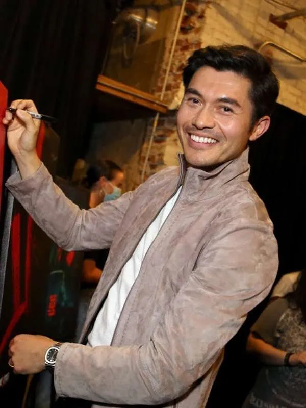 Henry Golding Snake Eyes Movie Premiere Event Pink Leather Jacket