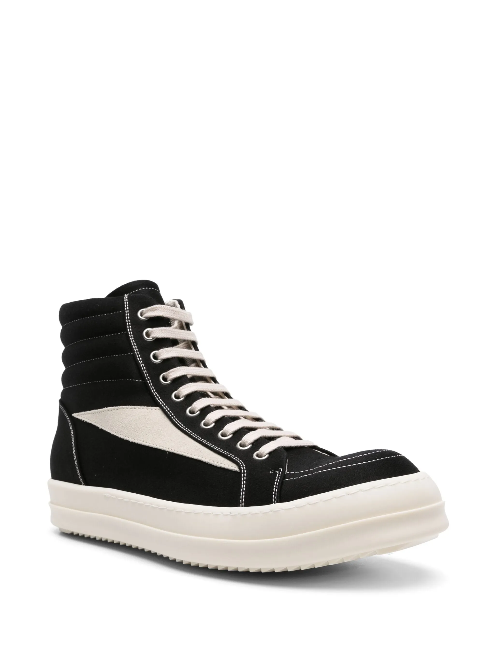 HIGH-TOP CANVAS SUEDE PANELLING SNEAKERS