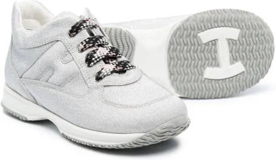 Hogan Kids H-embroidered sneakers Grey