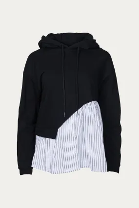 HOODED LAYERED-EFFECT COTTON-BLEND SWEATSHIRT DUO