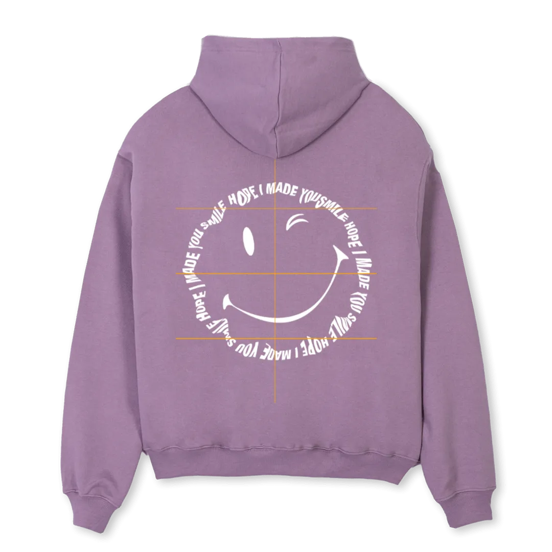 HOPE I MADE YOU SMIL Purple Oversized Hoodie.