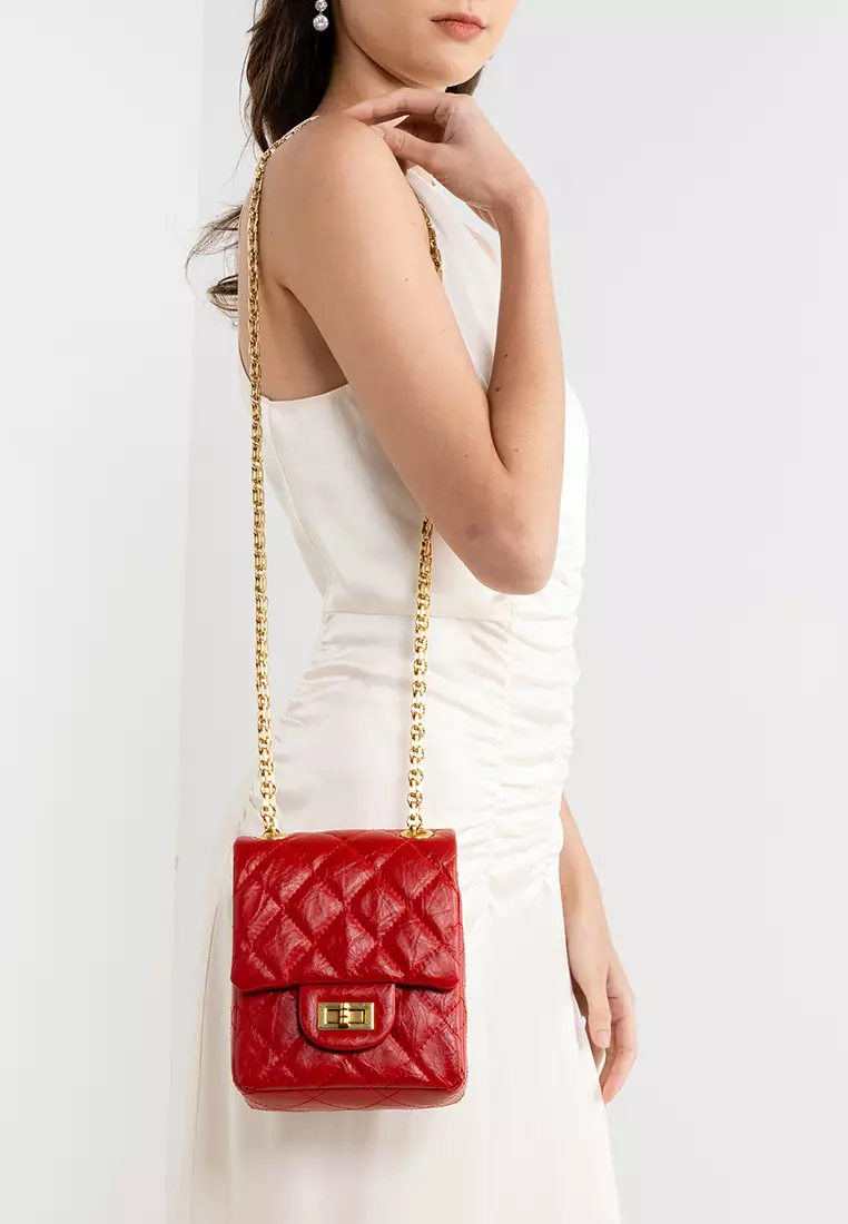 HOPE ROSA Hope Rosa Rose Red Leather Mini Shoulder Bag