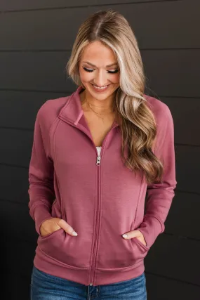 Keep Crushing It Zip-Up Jacket- Rose