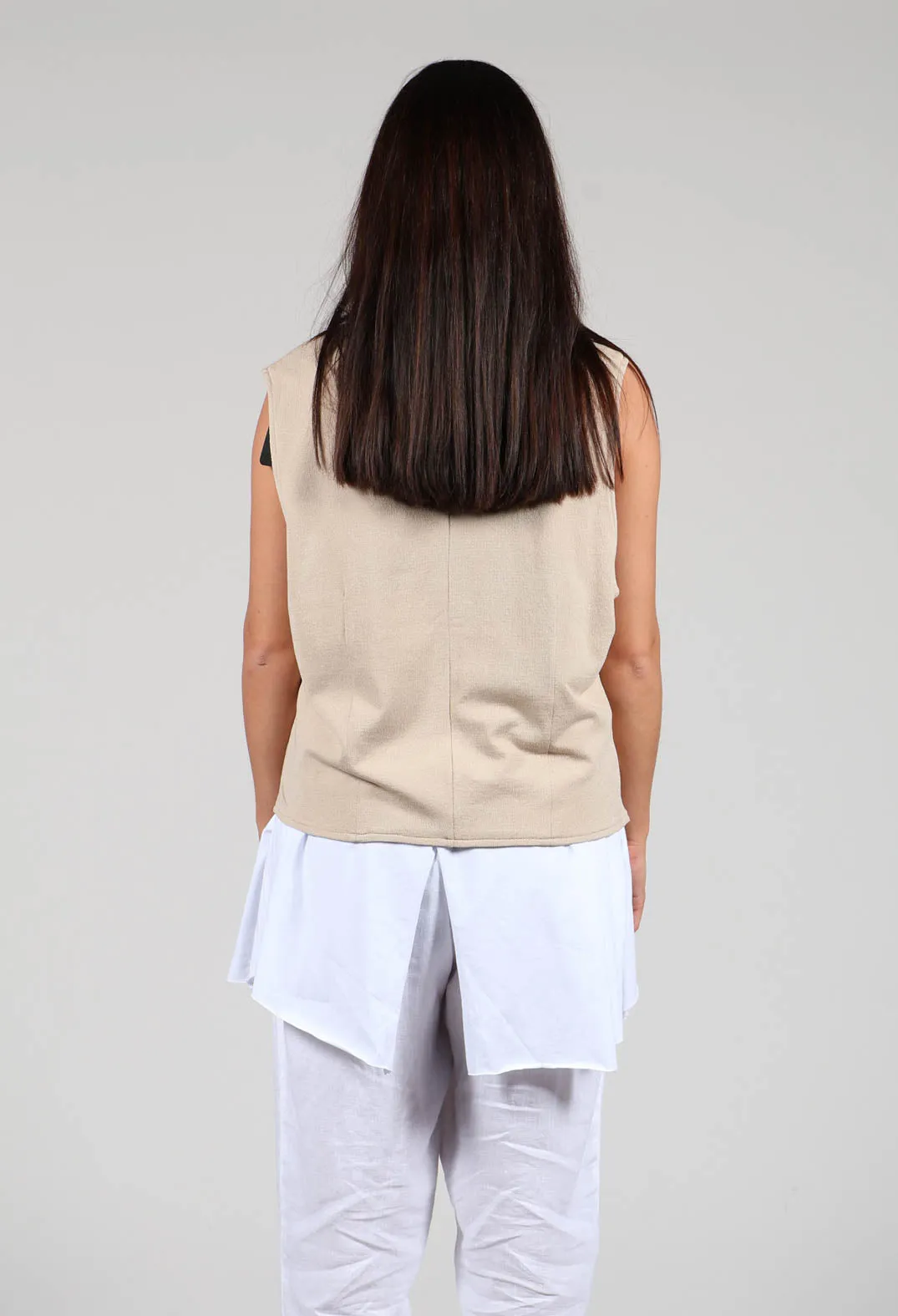 Knitted Waistcoat in Sand and White