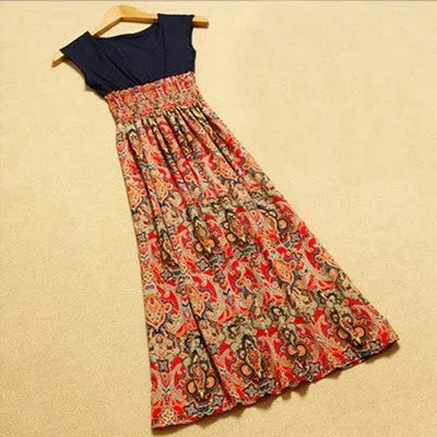 Lady Womens Summer Flower Print Bohemia Style Sleeveless Long Dress Women Vest Maxi Flower Long Dress For Gentlewoman #210 SM6