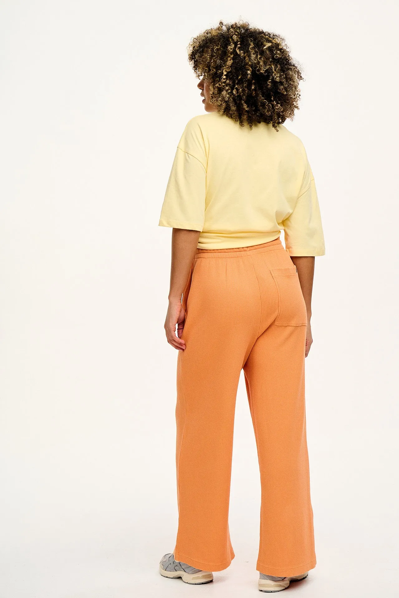 Larson - Wide Leg Waffle Cotton Joggers in Sunset Orange