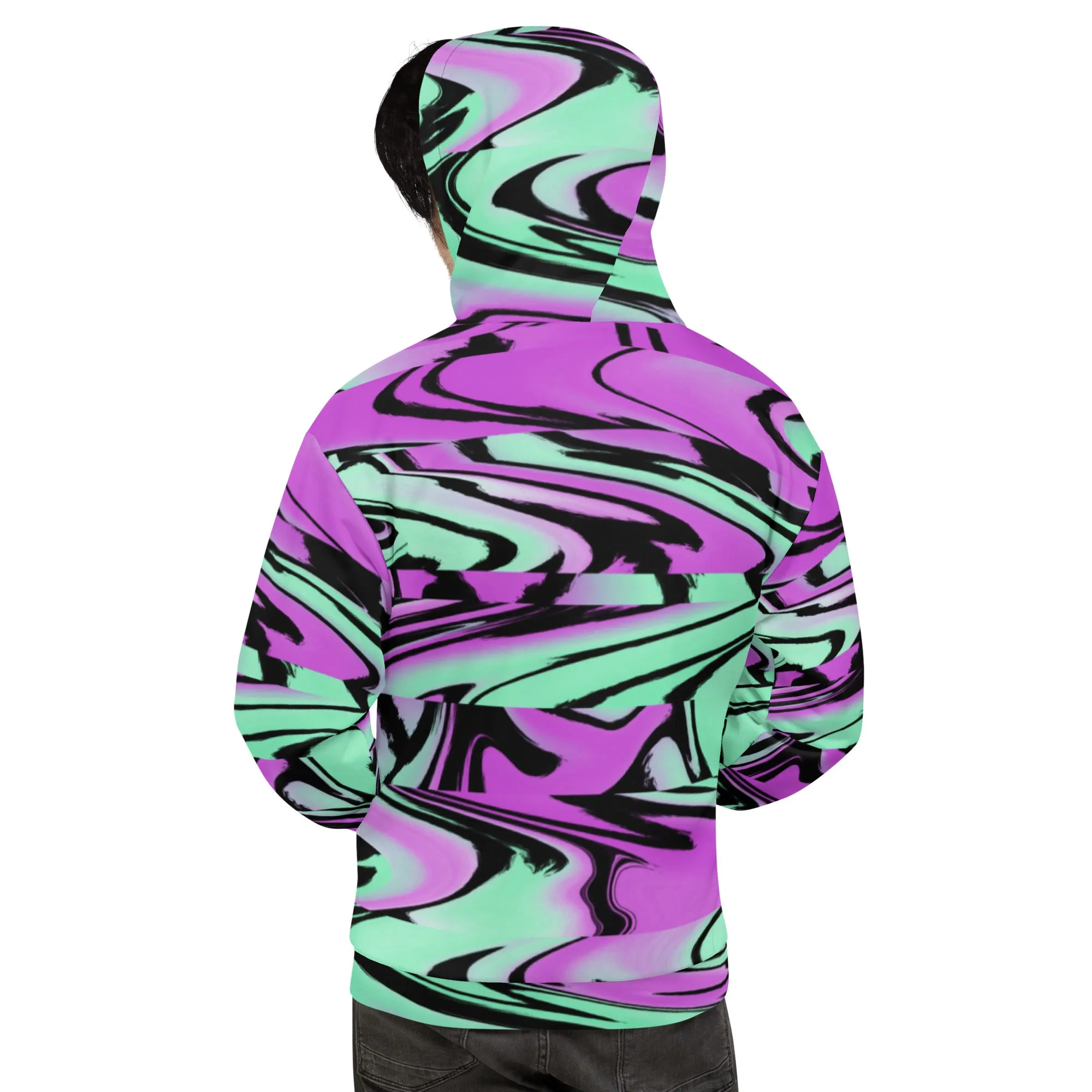 Lavender Mint Rave Glitch Pullover Hoodie