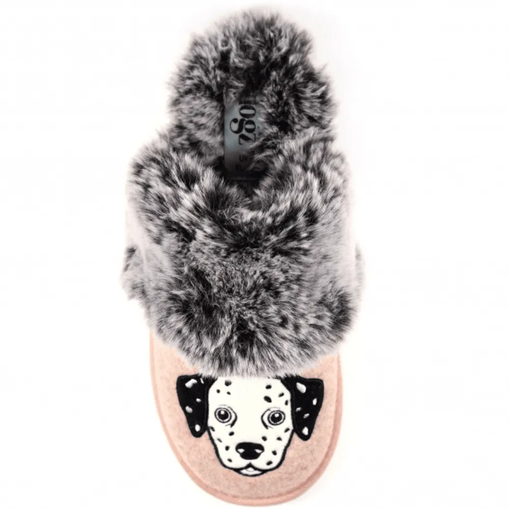 Lazy Dogz Ladies Dalmation Pink Mule Slipper