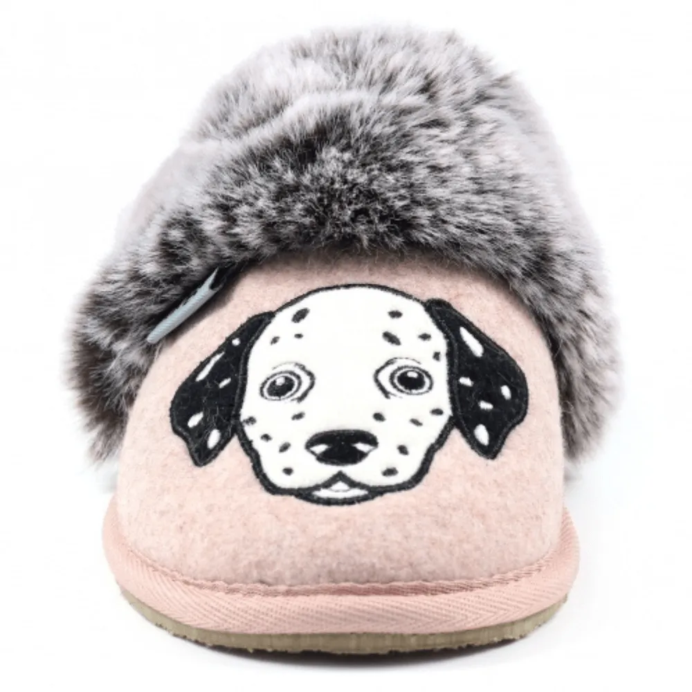 Lazy Dogz Ladies Dalmation Pink Mule Slipper