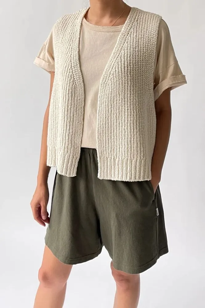 Le Bon Shoppe Granny Cotton Sweater Vest - Naturel: XS/S