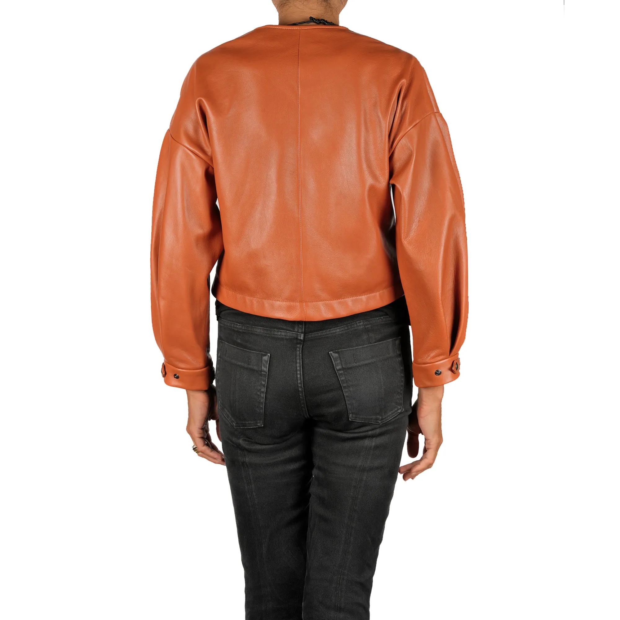 Leather Bomber Jacket Brandy