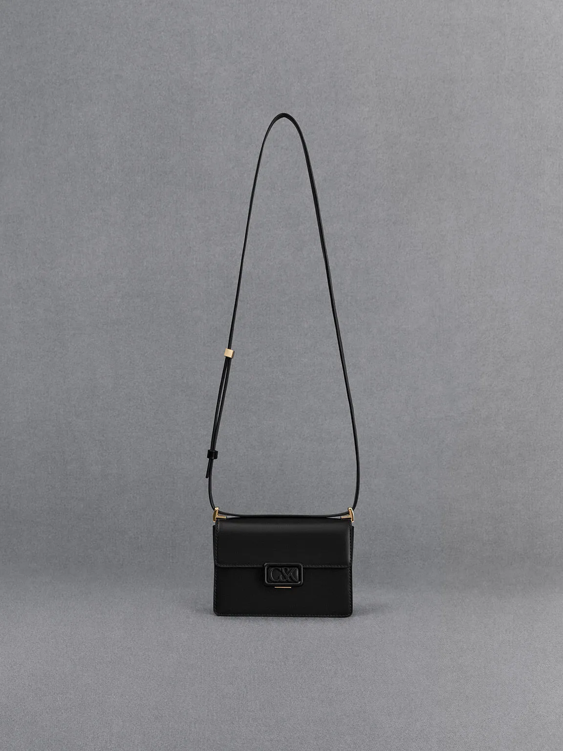 Leather Boxy Bag - Black