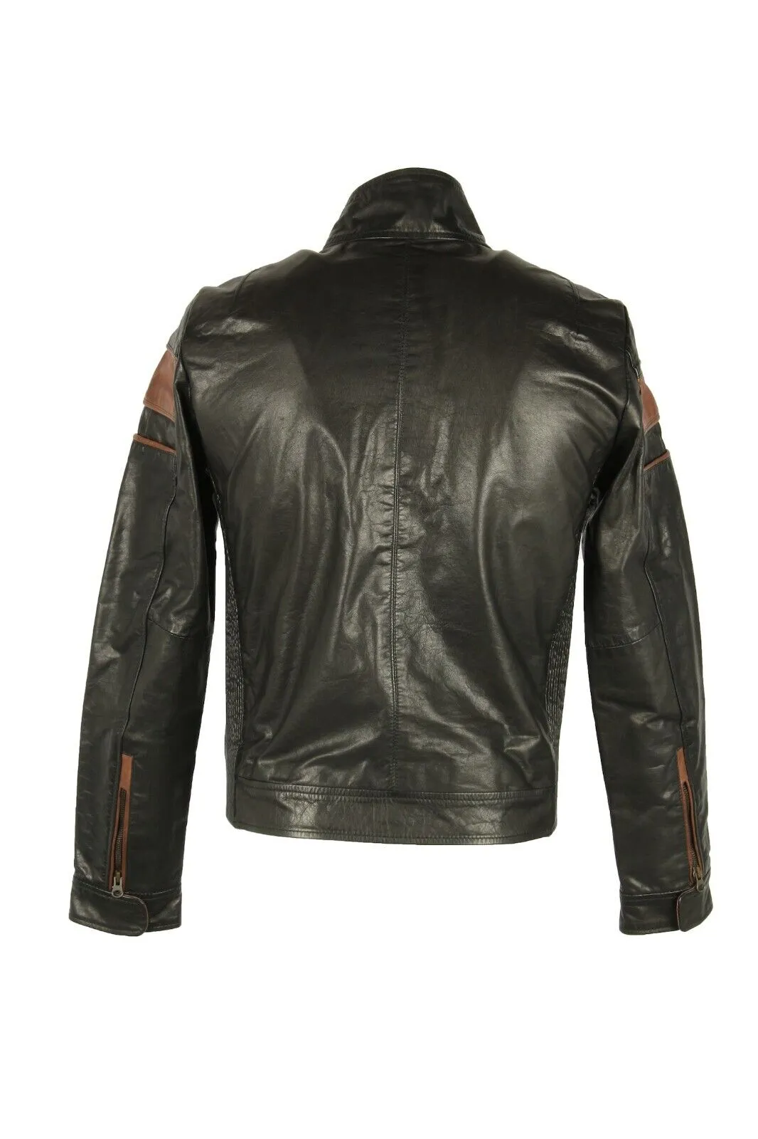 Leather Jacket Bareskin Men’s Double Ton Slim Fit Biker S,M,L,XL Brand New - Pepper Tree London