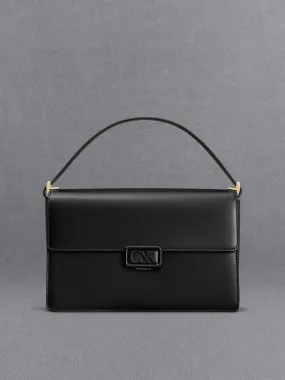 Leather Shoulder Bag - Black