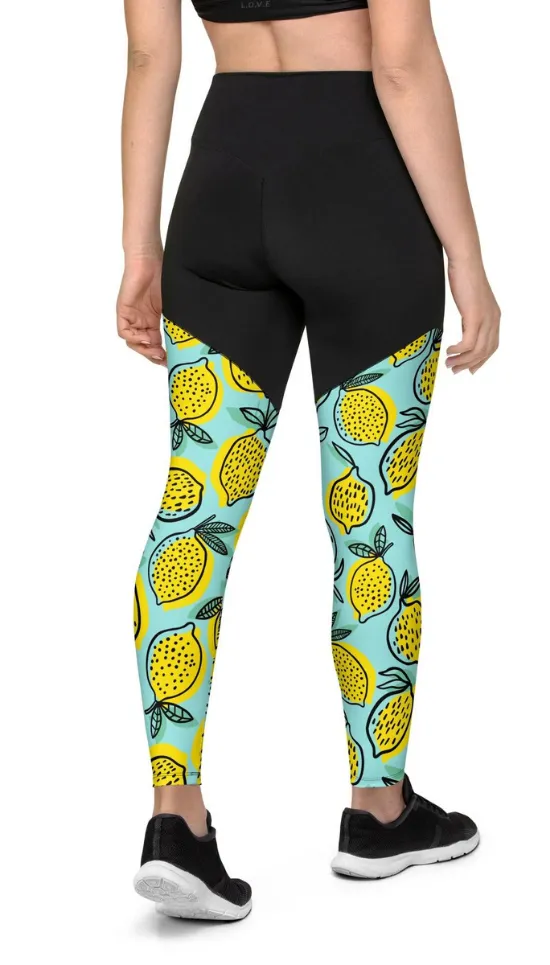 Lemon Pattern Compression Leggings