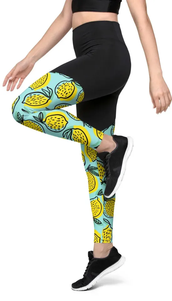 Lemon Pattern Compression Leggings