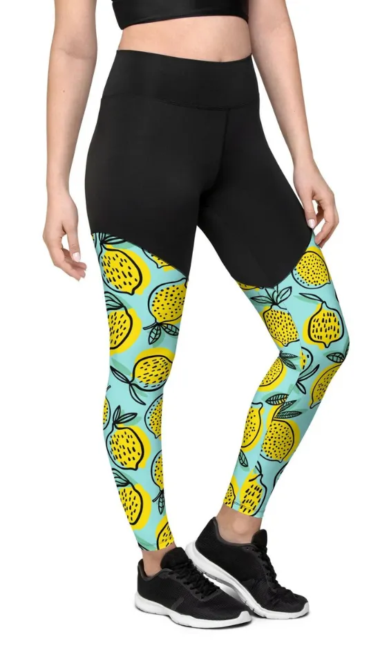 Lemon Pattern Compression Leggings