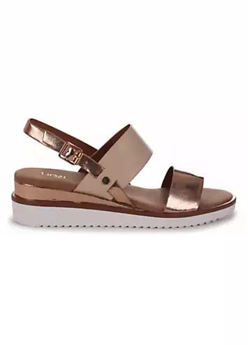 Linzi Adriana White & Rose Gold Wedged Sandals | Grattan