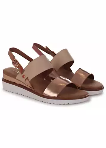 Linzi Adriana White & Rose Gold Wedged Sandals | Grattan