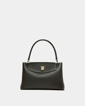 Lock Me Top Handle Bag In Black Leather 