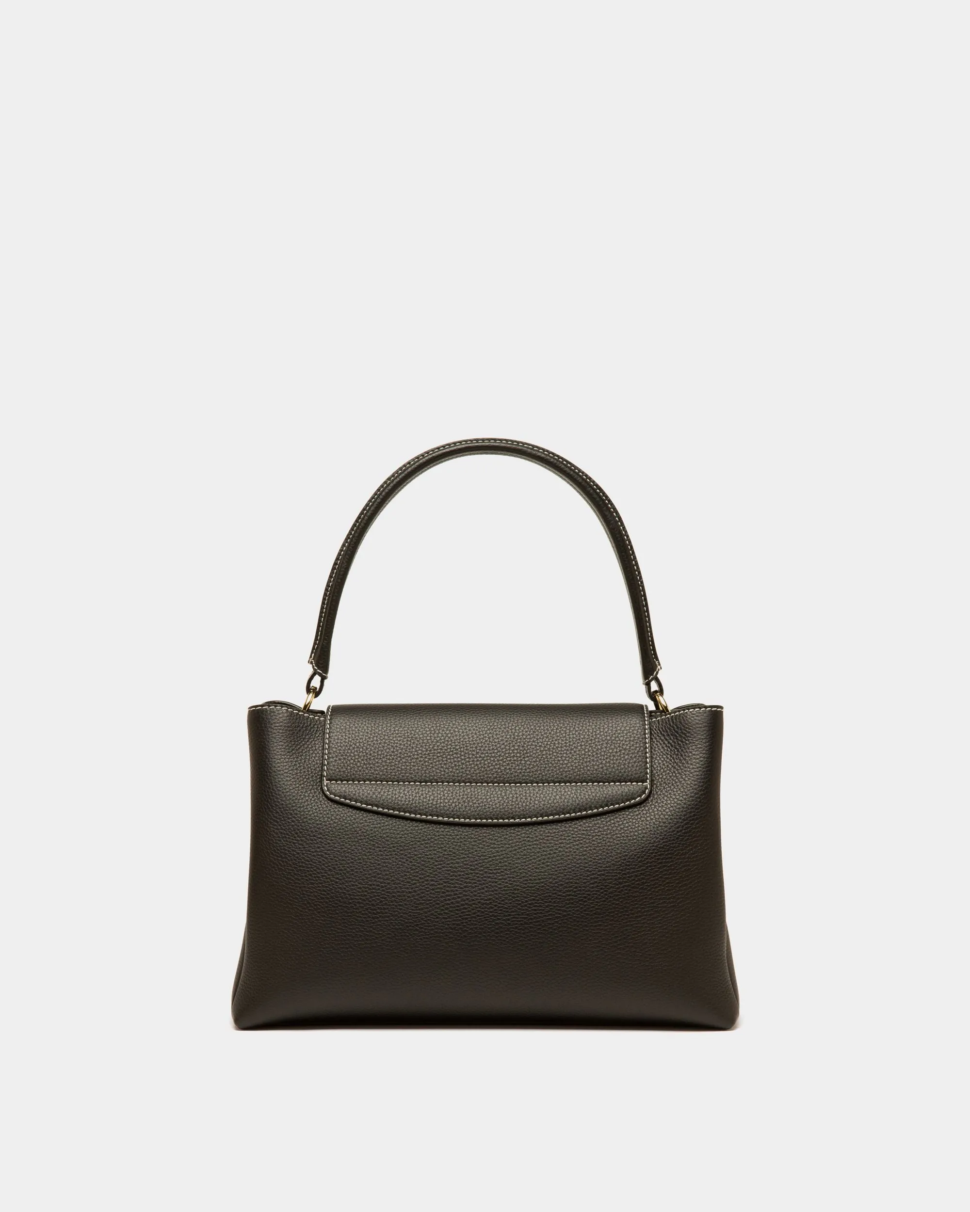 Lock Me Top Handle Bag In Black Leather 