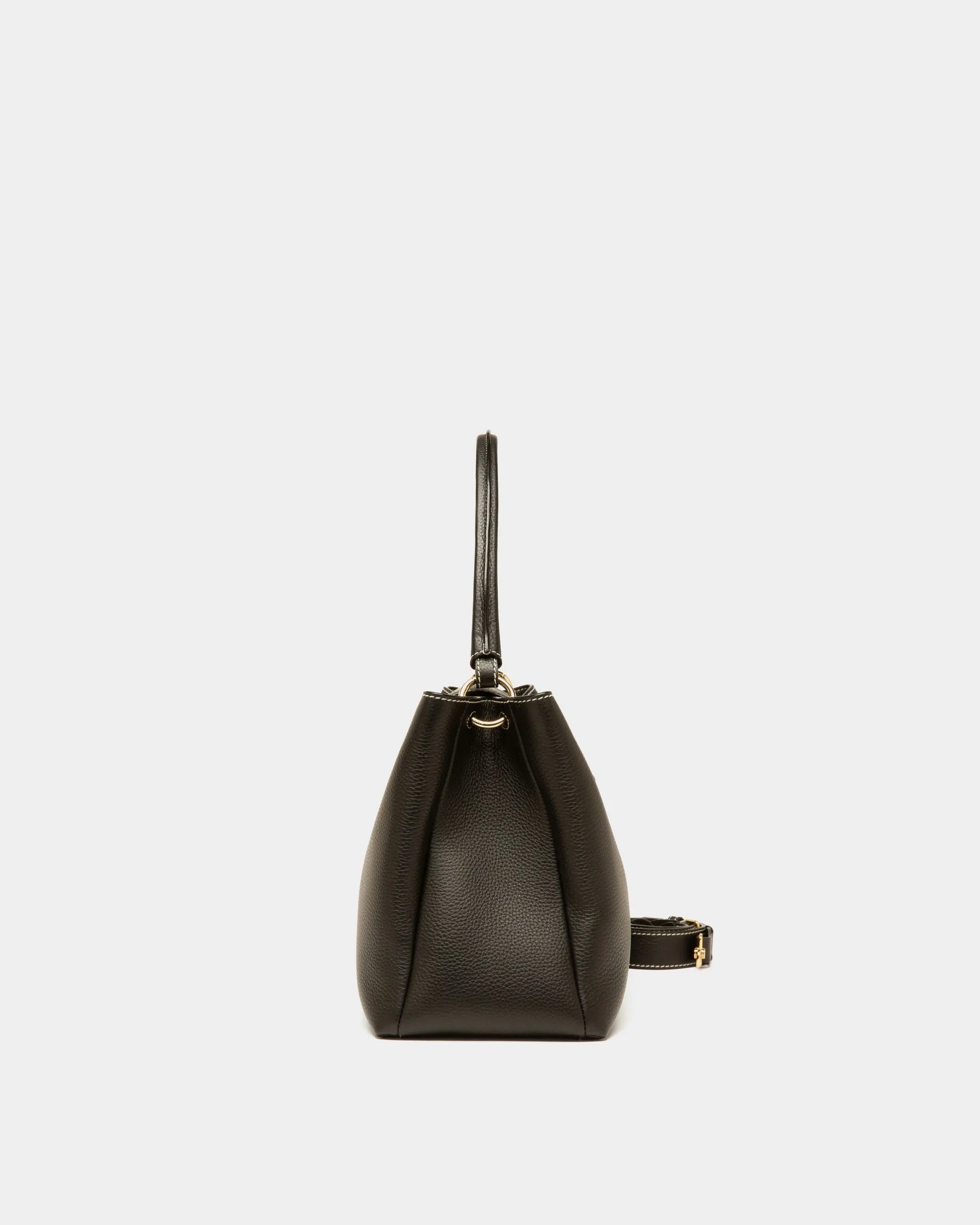 Lock Me Top Handle Bag In Black Leather 