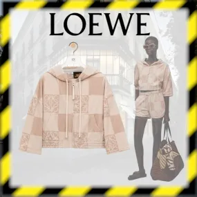 LOEWE  |Cropped hoodie in terry cotton jacquard