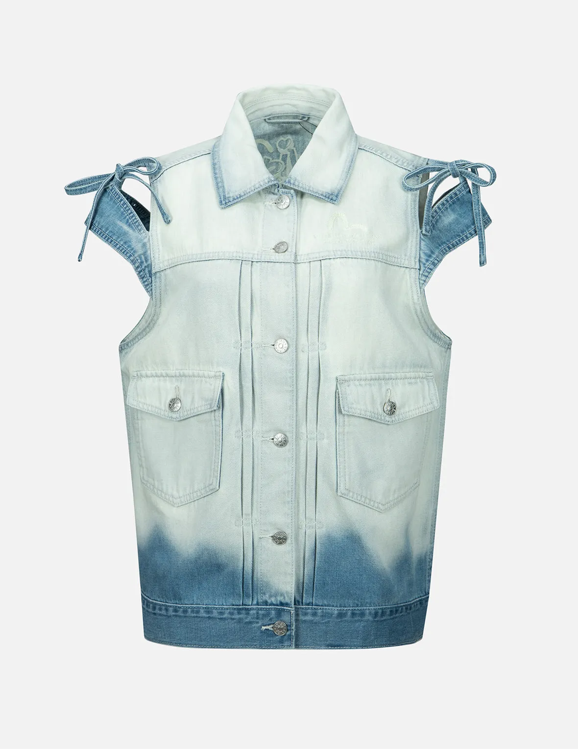 Logo Embroidery Bleached Denim Waistcoat