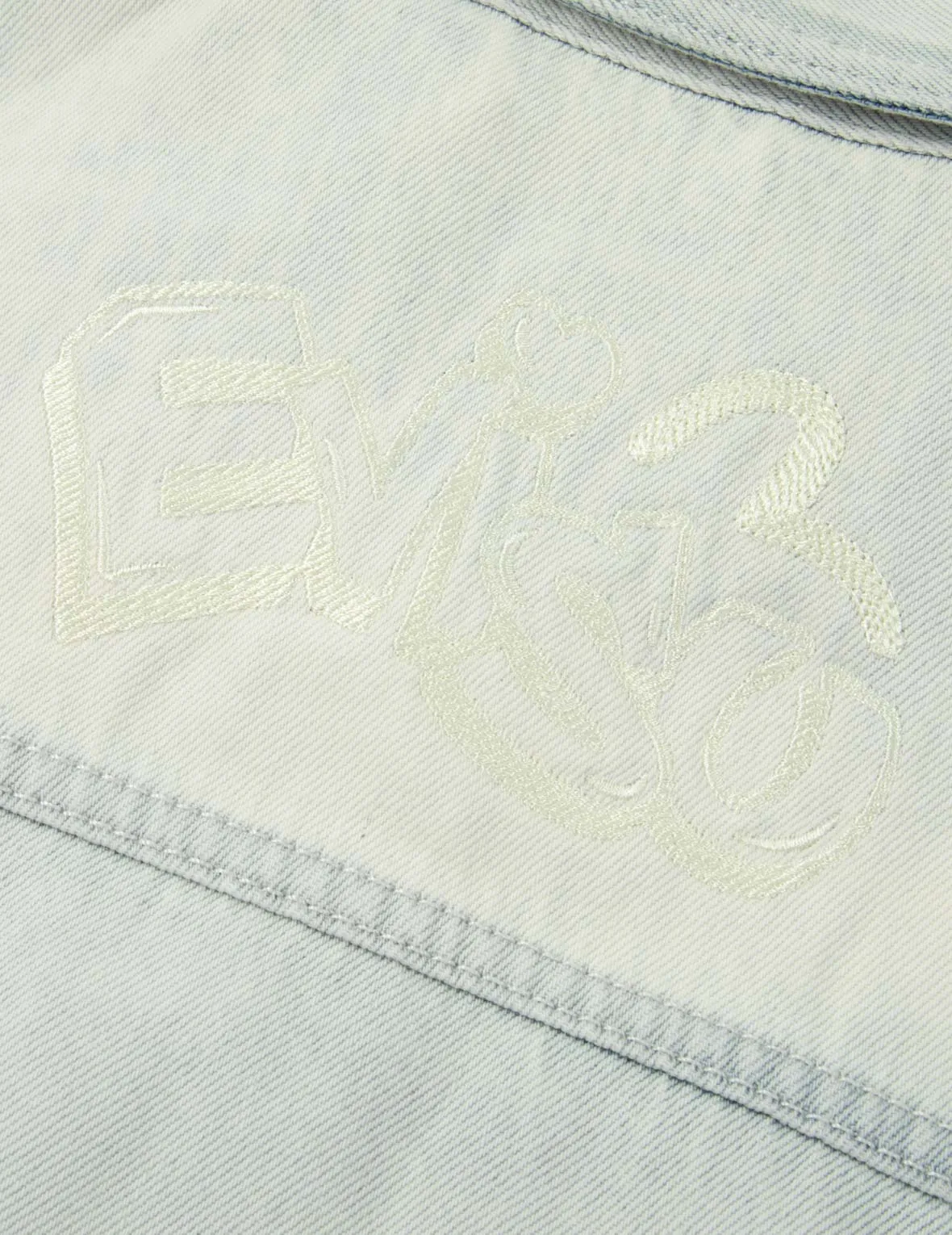 Logo Embroidery Bleached Denim Waistcoat