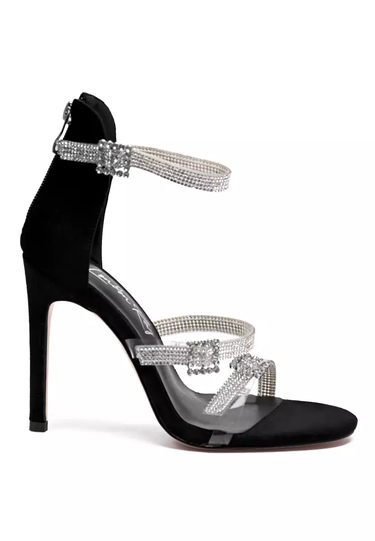 London Rag Bling Strap High Heeled Sandals in Black