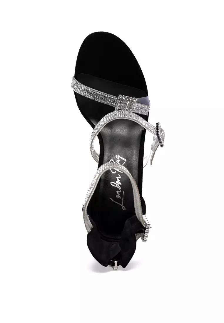 London Rag Bling Strap High Heeled Sandals in Black