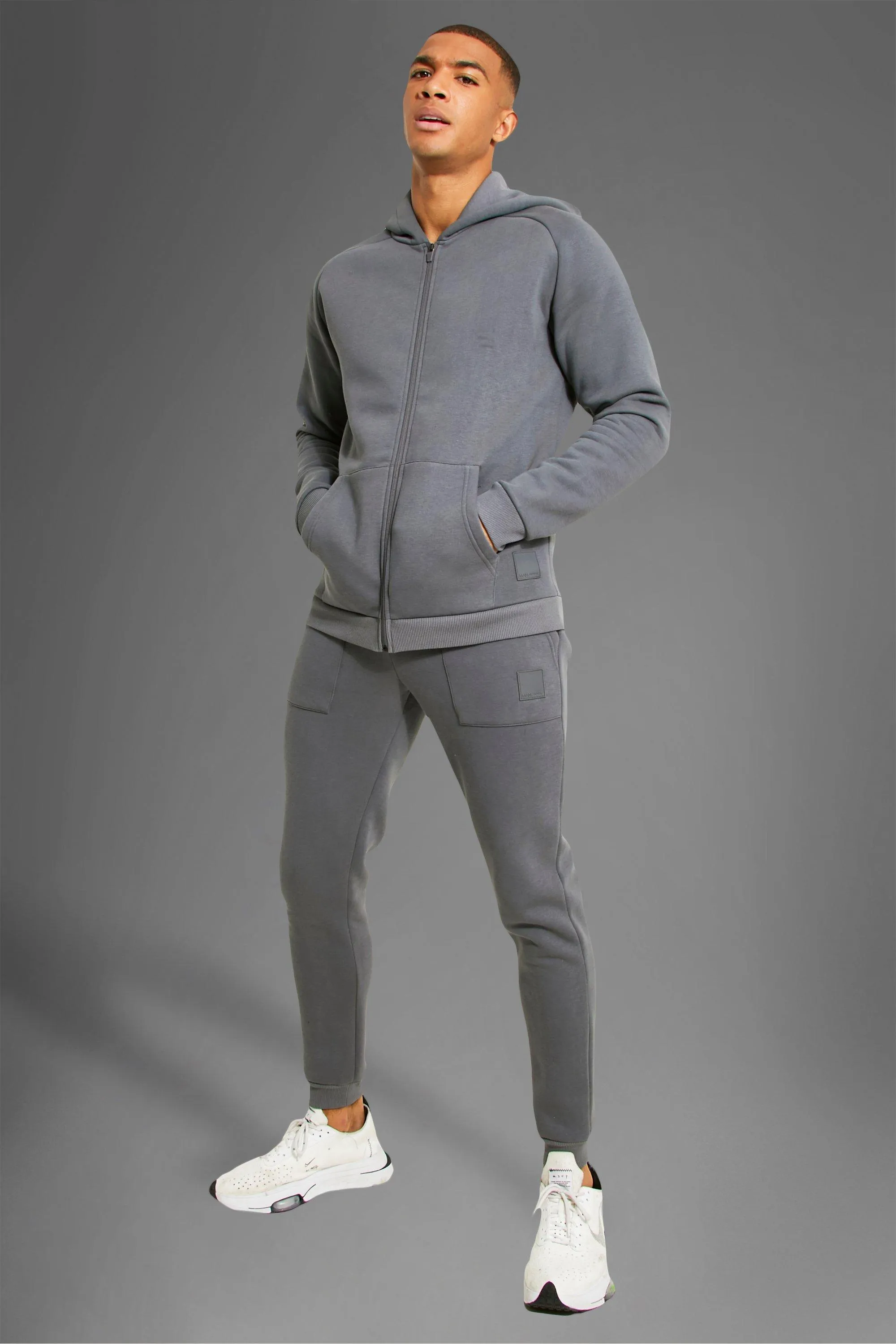 Man Active Gym Zip Through Hoodie Tracksuit | boohooMAN UK