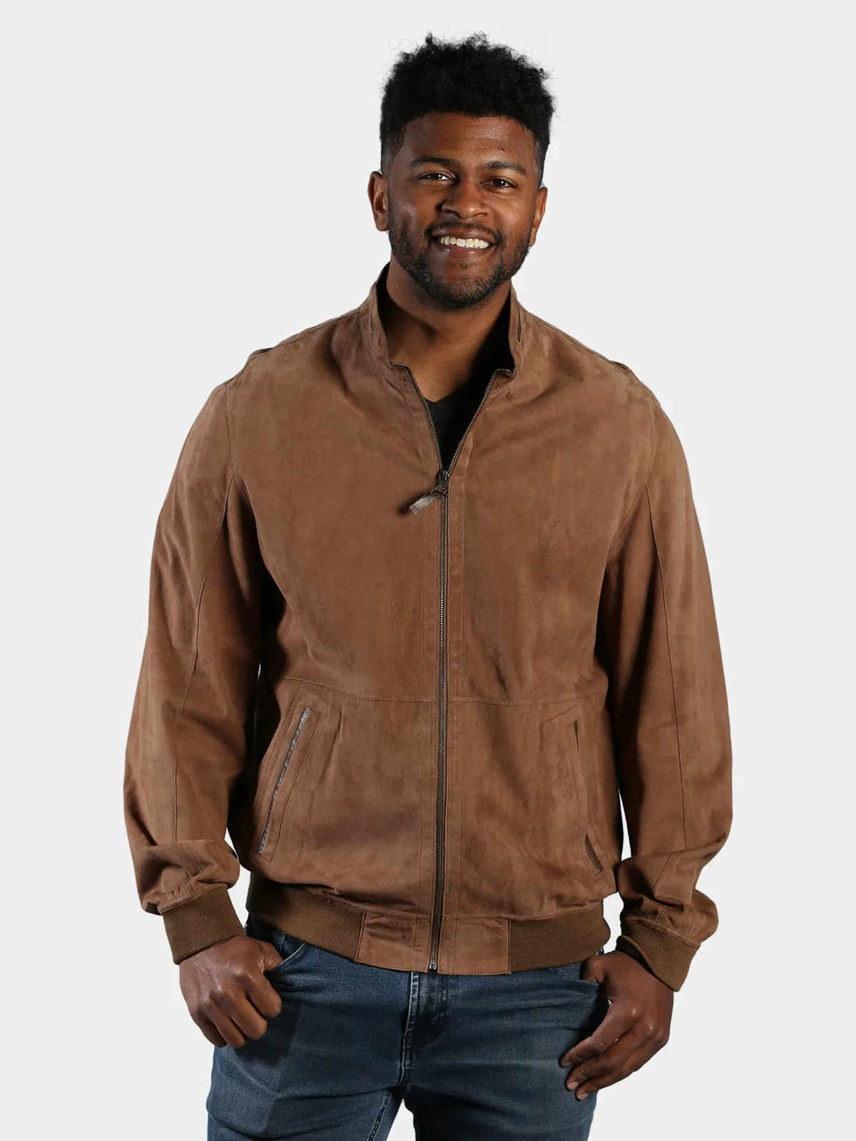 Man's Warm Sand Suede Leather Jacket (Reversible) - Day Furs