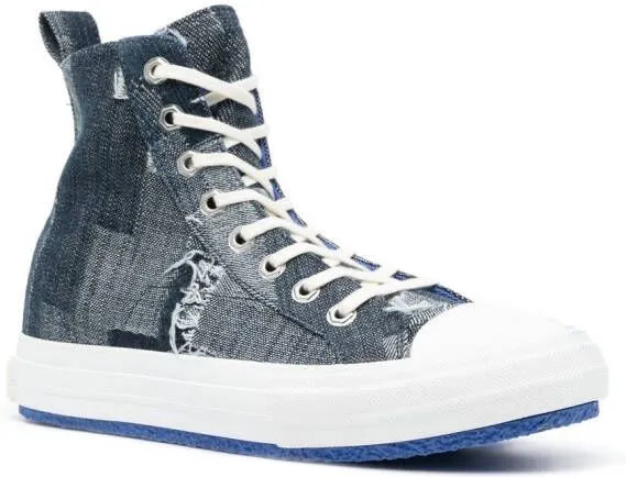 Marcelo Burlon County of Milan patchwork denim high-top sneakers Blue