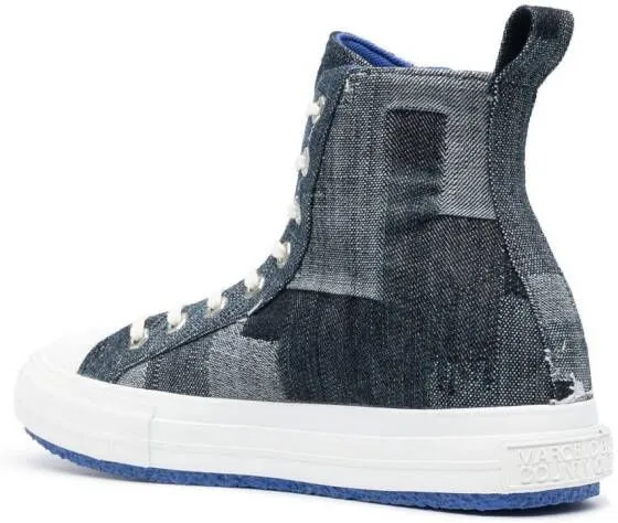 Marcelo Burlon County of Milan patchwork denim high-top sneakers Blue