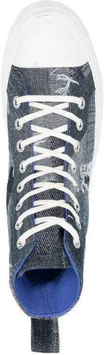 Marcelo Burlon County of Milan patchwork denim high-top sneakers Blue