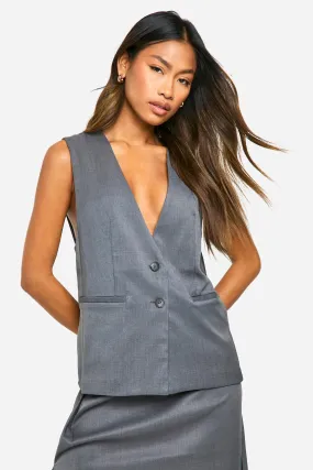 Marl Plunge Front Longline Waistcoat