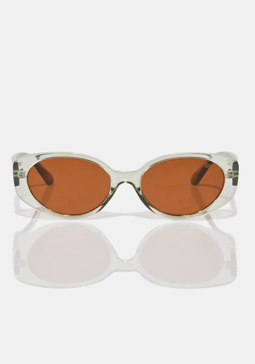 Marley Mint Brown Oval Sunglasses-