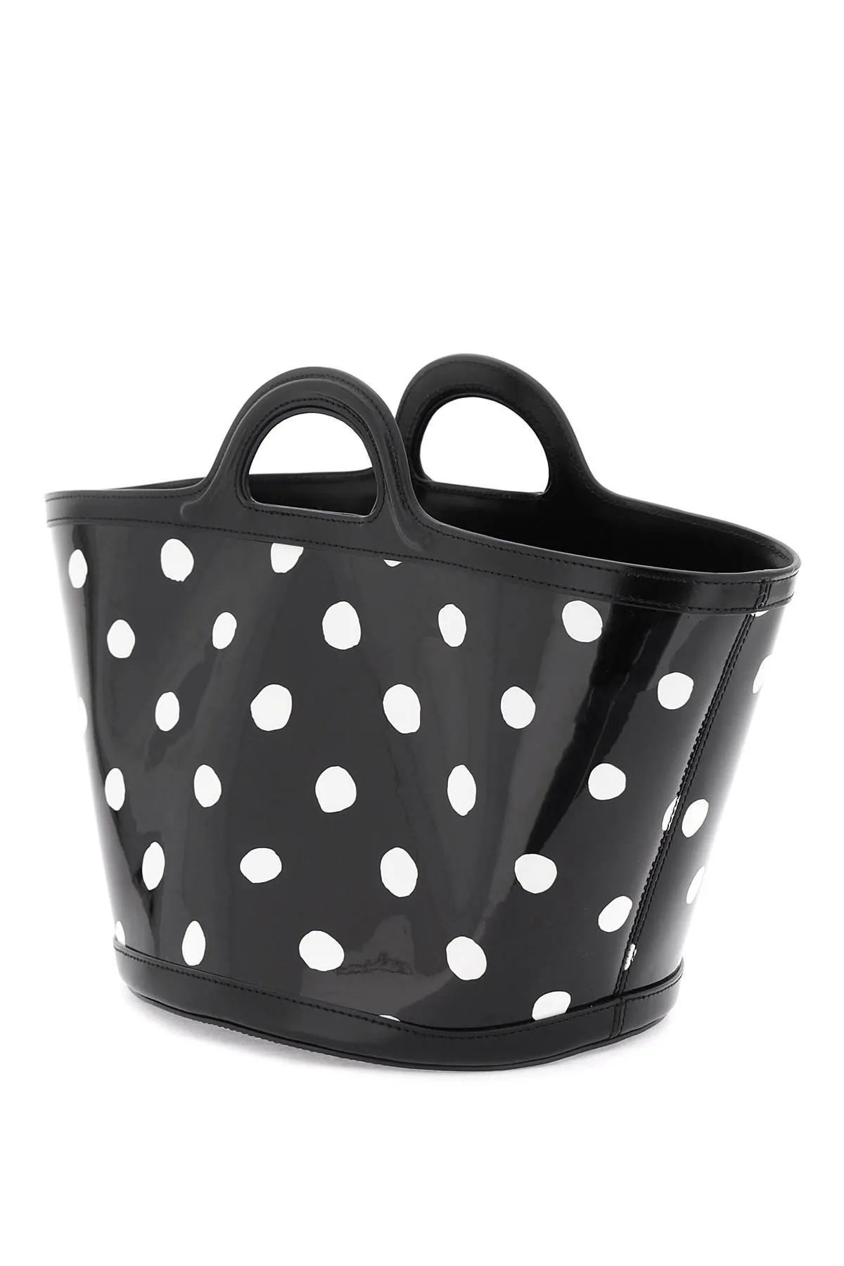 Marni    Marni Patent Leather Tropicalia Bucket Bag With Polka Dot Pattern