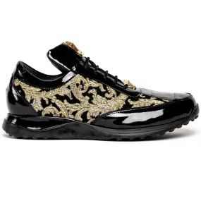 Mauri 8514 Patent / Baby Croc & Didier Fabric Sneakers Black / Gold (Special Order)