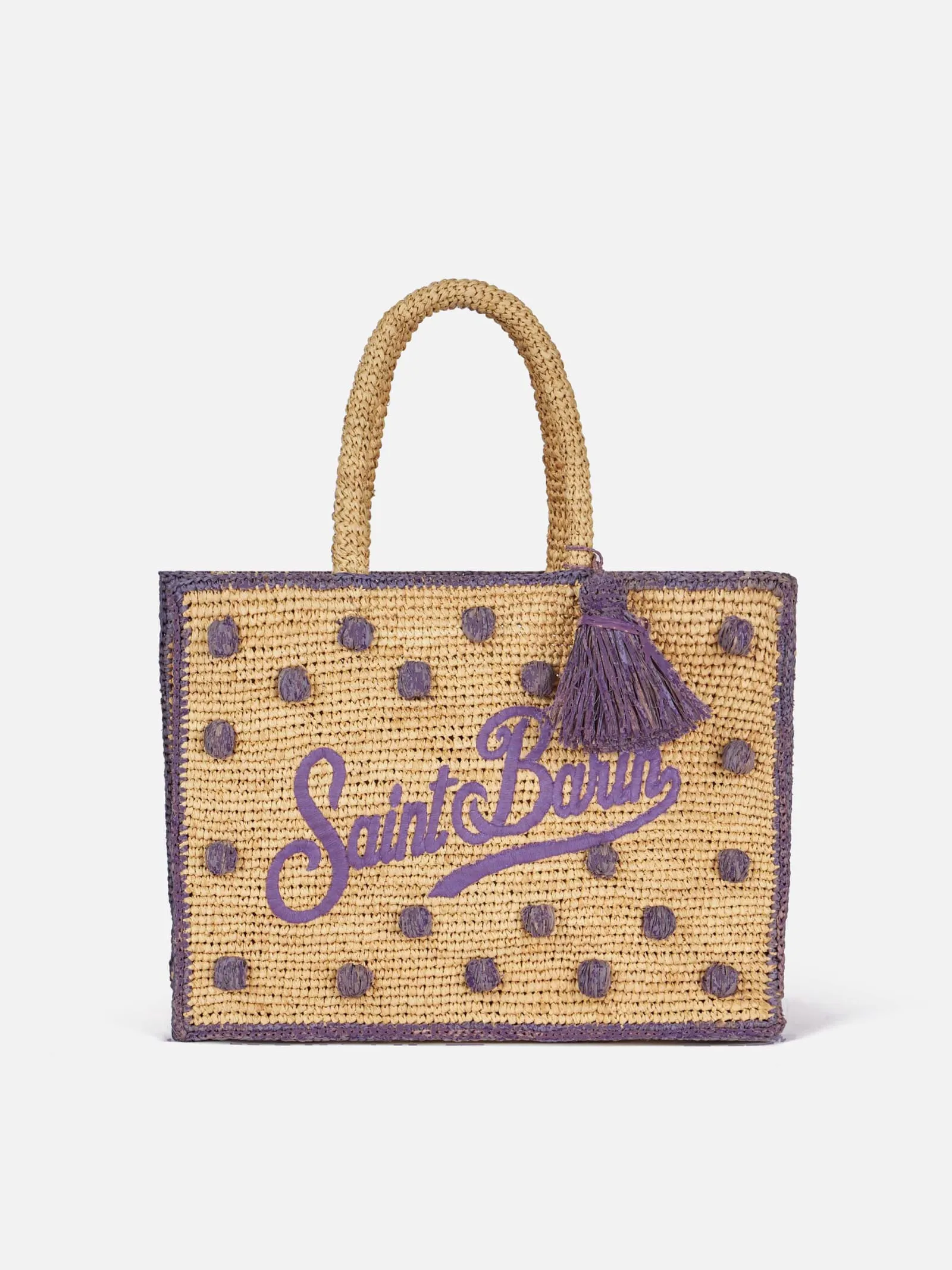 MC2 Saint Barth Polka Dots Terry Colette Raffia Handbag